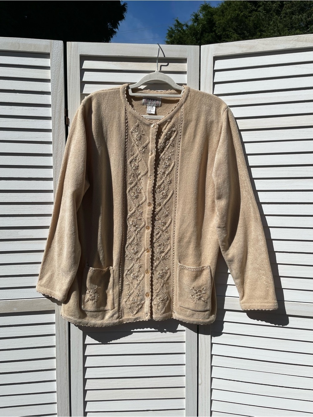 Vintage Jenny Floral Embellished Embroidered Cardigan Sweater Womens XL - Picture 6 of 8
